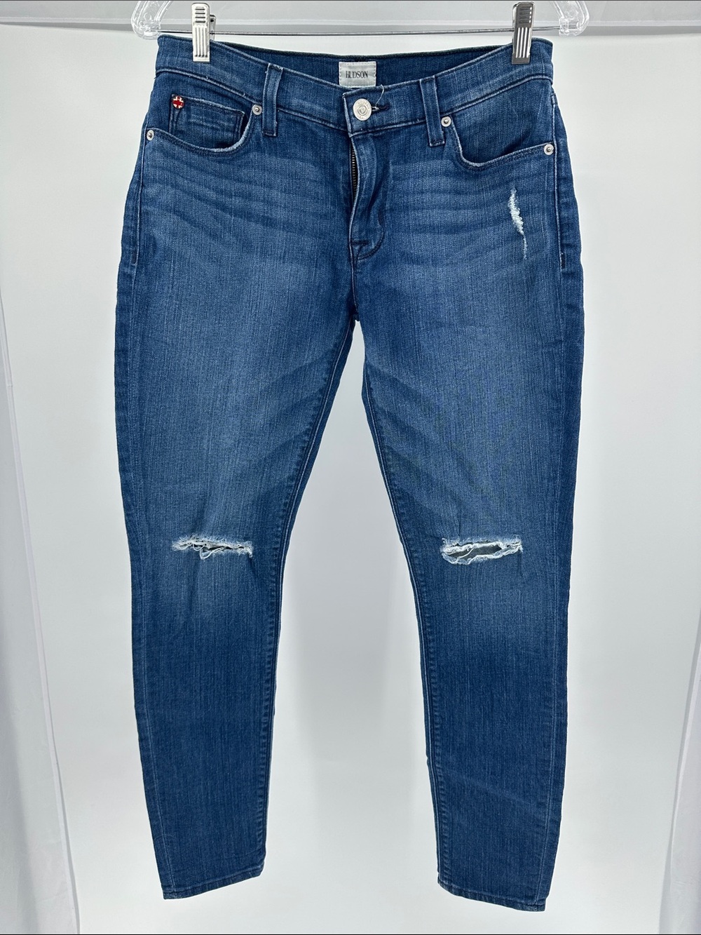 Hudson Jeans Women's Skinny Ripped Jeans in Dark Blue